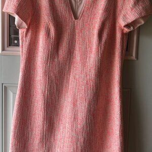 Tina Turk Peach Tweed shimmer short sleeve mini dress size 14 lined career offic